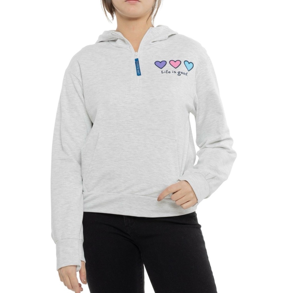 NWT- Life is Good ‘Three Hearts’ Half Zip Hoodie